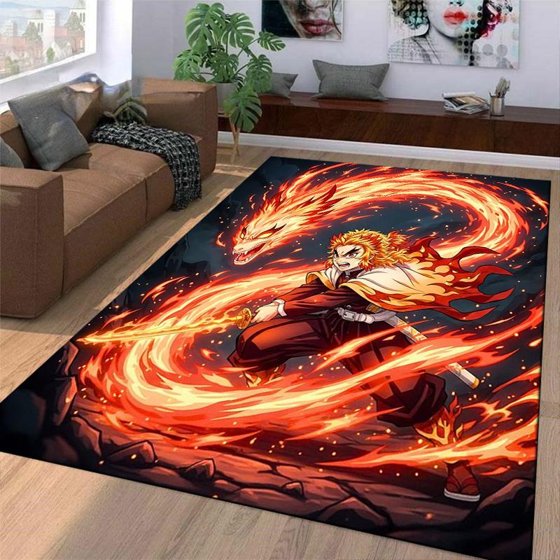 Fiery Warrior Designed floor mat, suitable as a non-slip mat for the living room or bedroom sofa