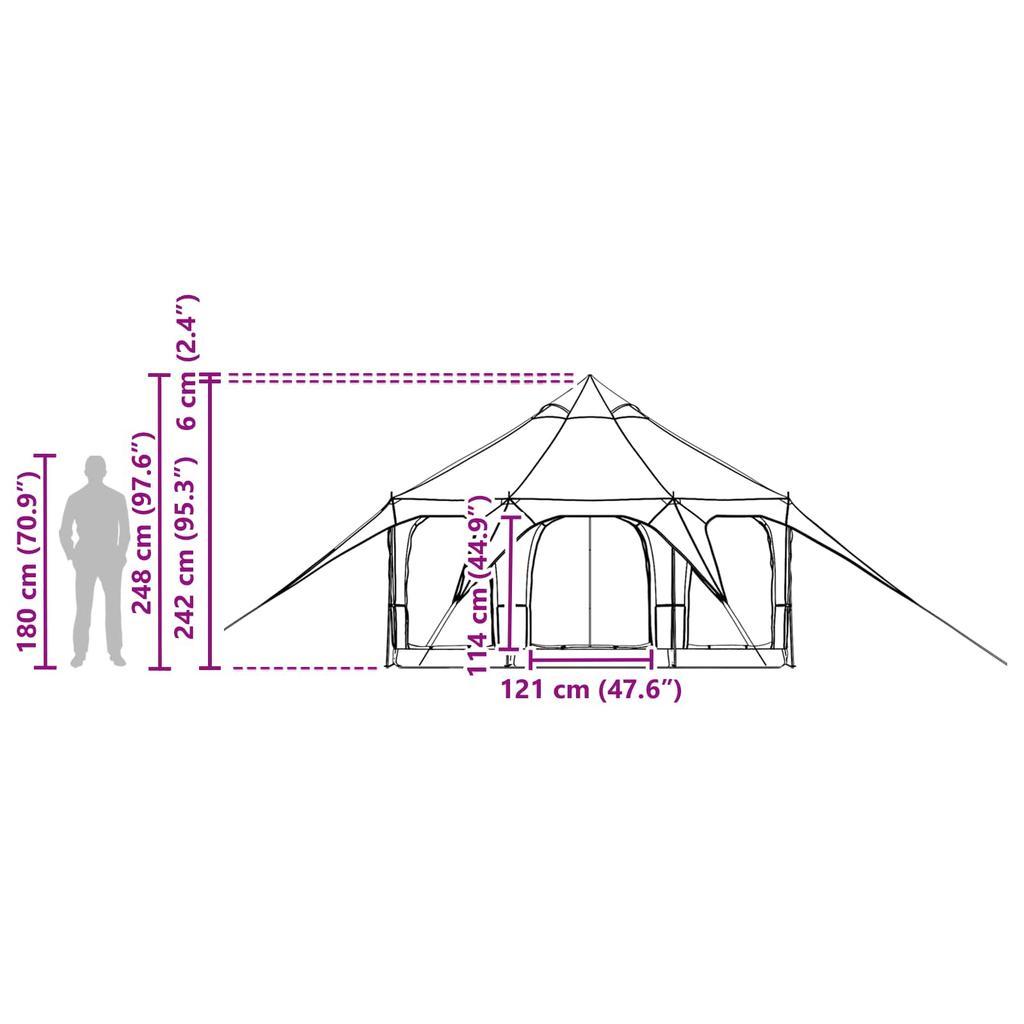 Family Tent Green 5 Person Tent 185T Polyester with PU Coating