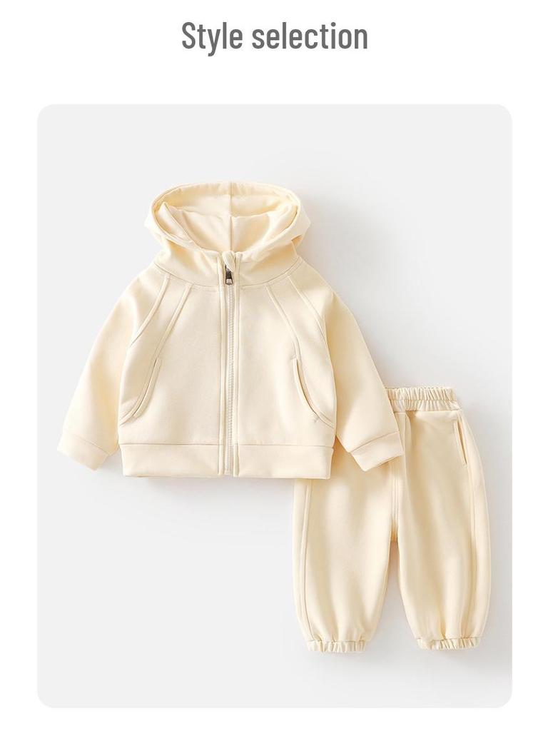 Autumn Hoodie Set for Baby Boys & Girls: Long Sleeve Two-Piece with Hooded Jacket & Outdoor Pants