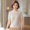 Mom's Chic Ice Silk Short-Sleeve T-Shirt for Middle-Aged Women - 2026 Summer Top