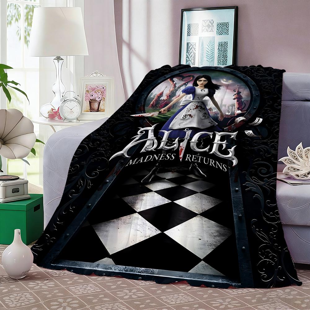 Alice Madness Returns Throw Lightweight 240g Flannel Blanket Soft Skin-friendly for Summer Cooling