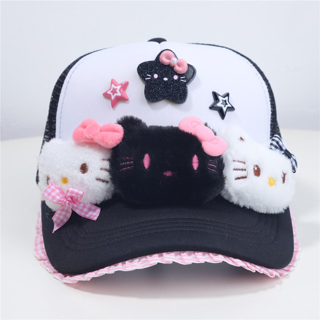 2025 new cute kitten bow cap children y2k Yabi wind show face small breathable baseball cap