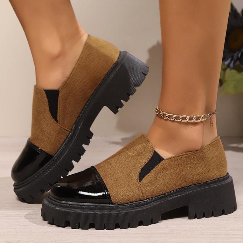 Fashion All Match Retro Leopard Loafers Shoes Women Spring Autumn Faux Suede Platform Mid Heel Pumps Woman Round Toe Casual Shoes Mejur