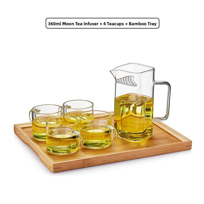 Thiened Glass Een Tea Brewing Device Inteated Tea Cup Strainer One-Piece Tea Dripper Moon Tooth Filter Tea Cup Tea Pot