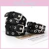 Punk Style Belt With Metal Whole Strip With Hole Design For Womens Casual