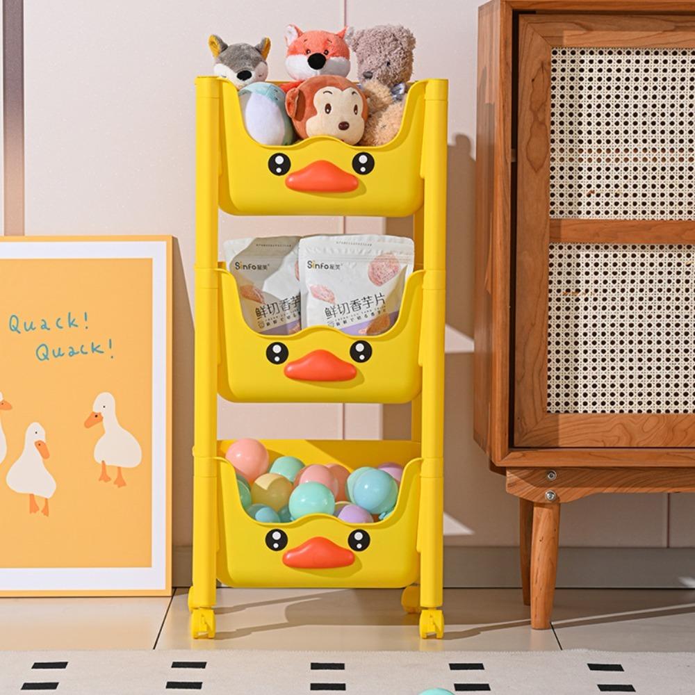 Toy Storage Trolley Living Room Snack Organizer Movable Bathroom Shelf Kitchen Rack With Wheels Children Cute Bookshelf Bookcart