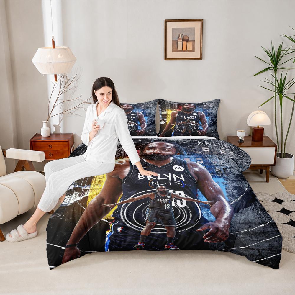 "Brooklyn Nets Player Graphic Design Bedding Set (1 duvet cover, 2 pillowcases, duvet not included)"
