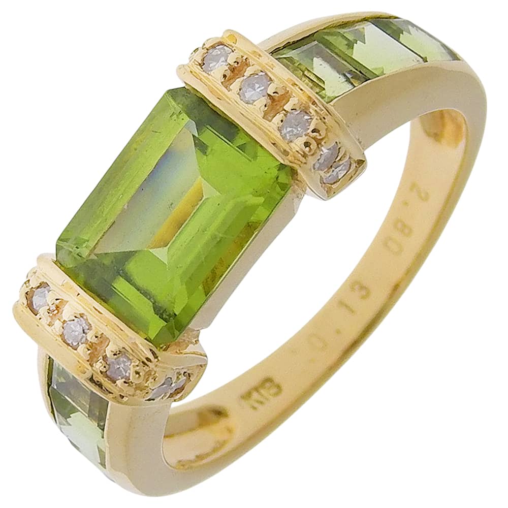 

Ring K18 yellow gold/Peridot/diamond #6.8(US Size) 4.3g Women Used