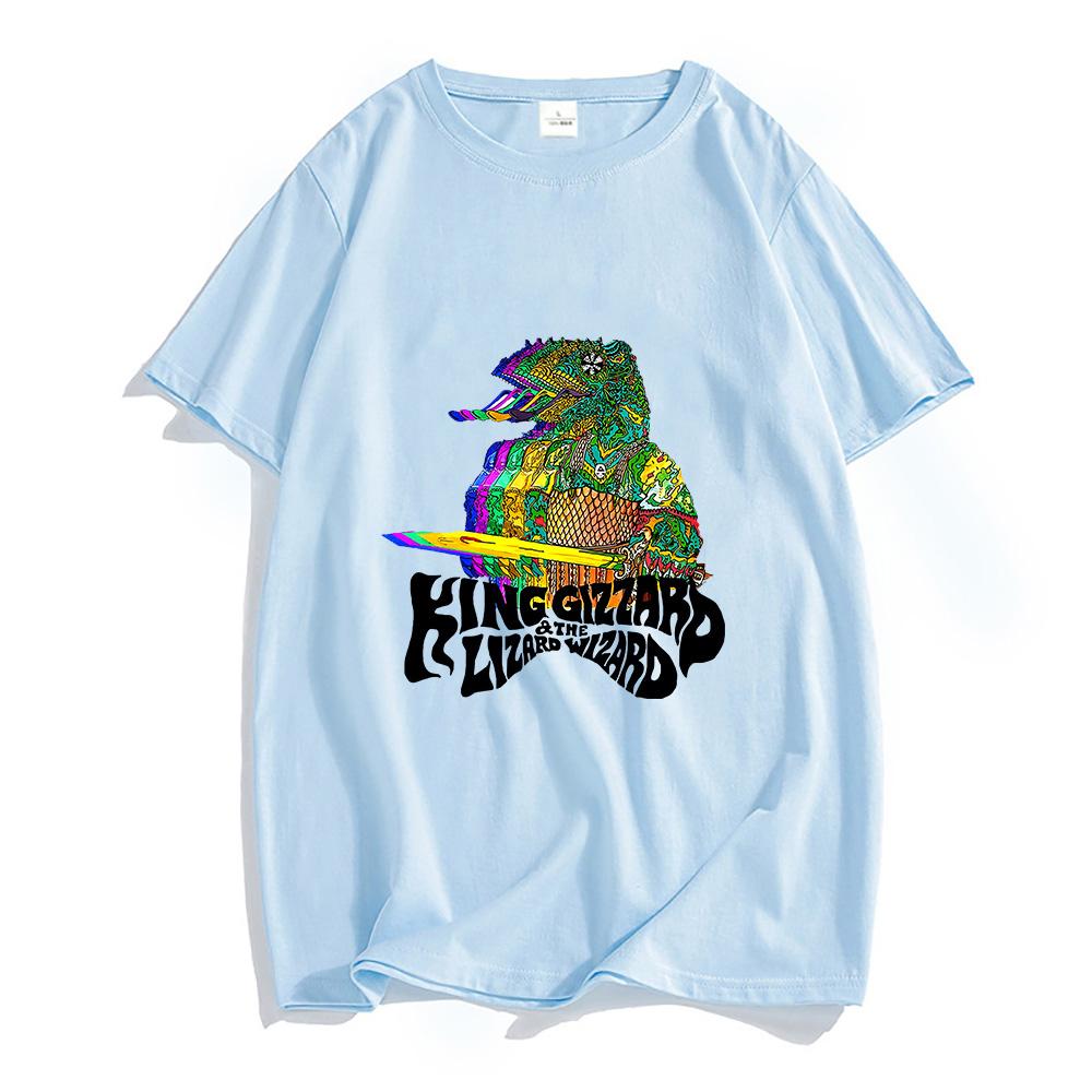 King Gizzard & The Lizard Wizard T-shirts MEN Science Fiction T Shirts 100% Cotton Chameleon Tshirts Four Seasons Slight Strech