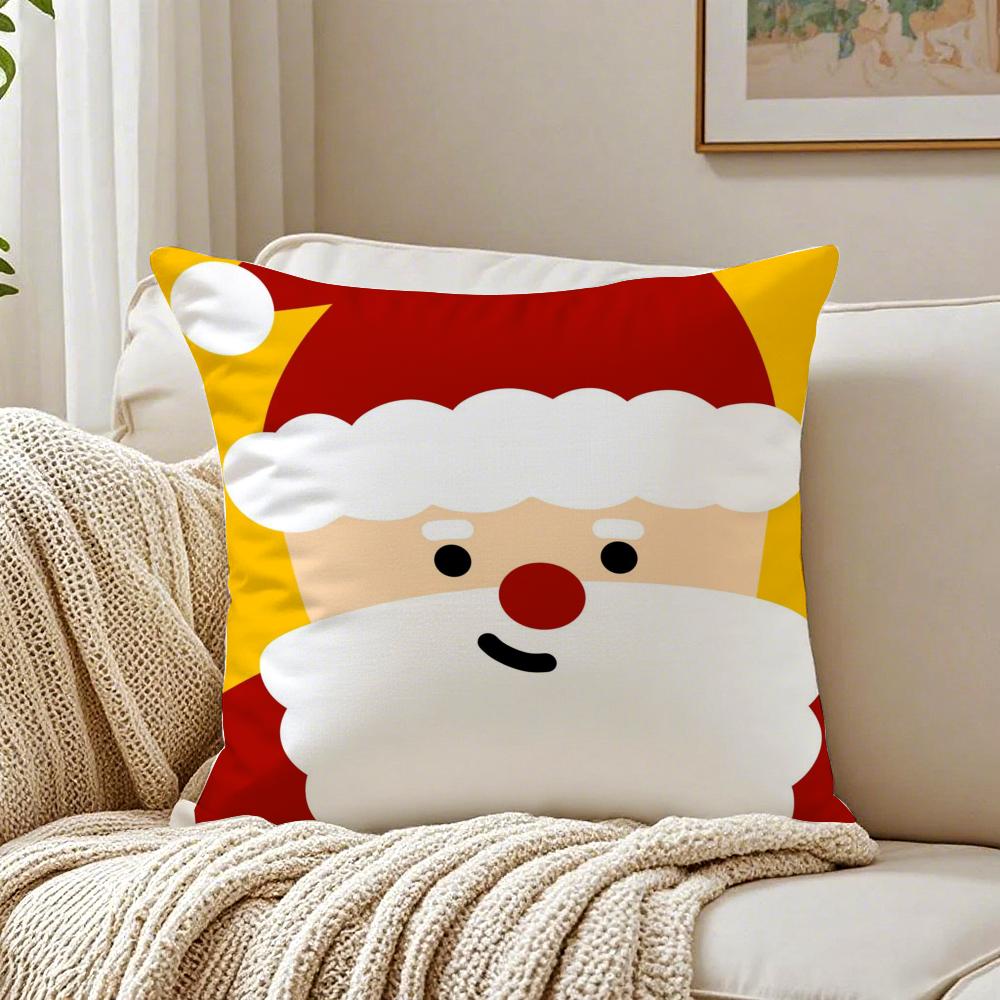 Art Festive Christmas Cushion Cover Linen Pillowcase Soft For Sofa Bed Home Room Decor