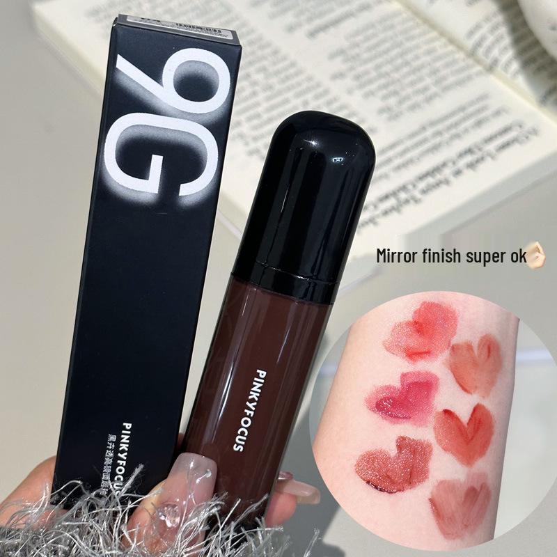PinkyFocus Long-lasting Moisturizing Black Flower Lip Gloss - Translucent, Waterproof, Non-Transfer Lip Makeup for Women