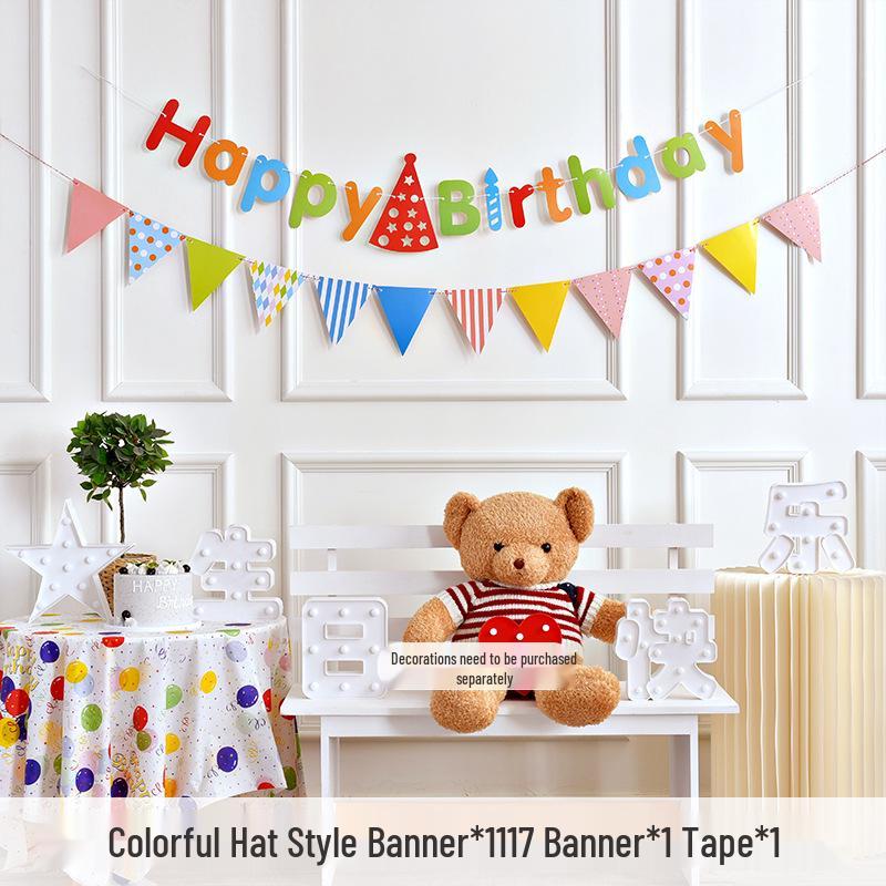 Baby’s 1st Birthday Banner & Triangle Flag Party Decoration Set