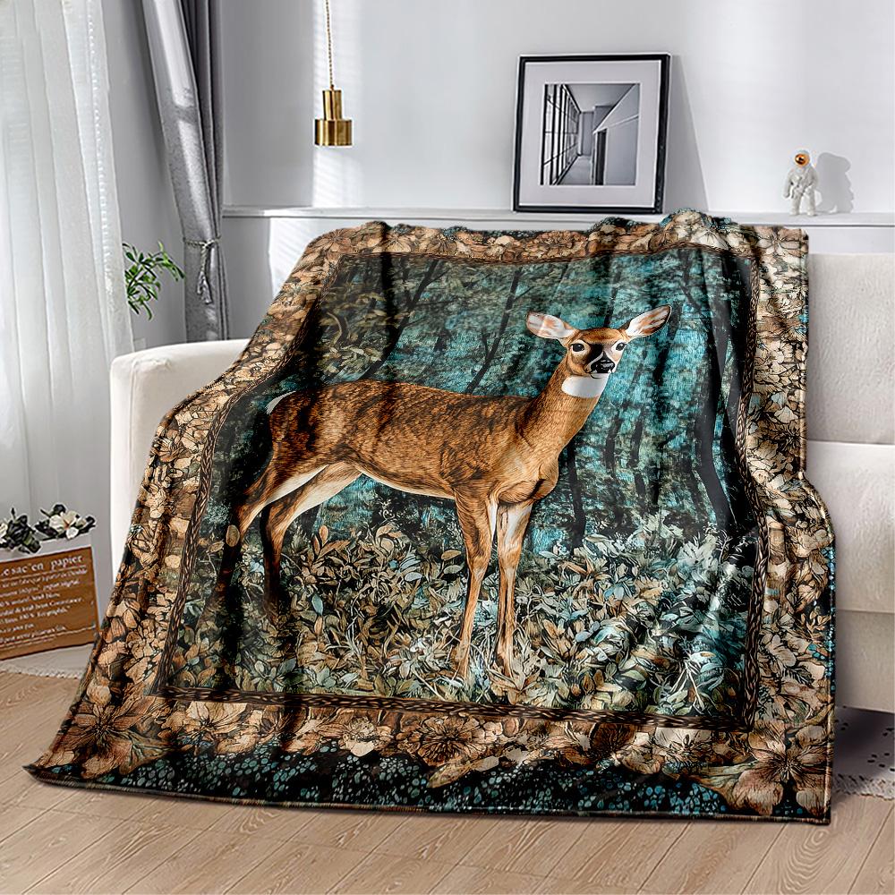 Deer In Forest Scene Blankets are suitable for living rooms, bedrooms, camping, and other places, making them an ideal choice for gifts.
