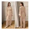 Cool and Lightweight Women's Satin Pajamas Set with French Style Design for Spring and Summer