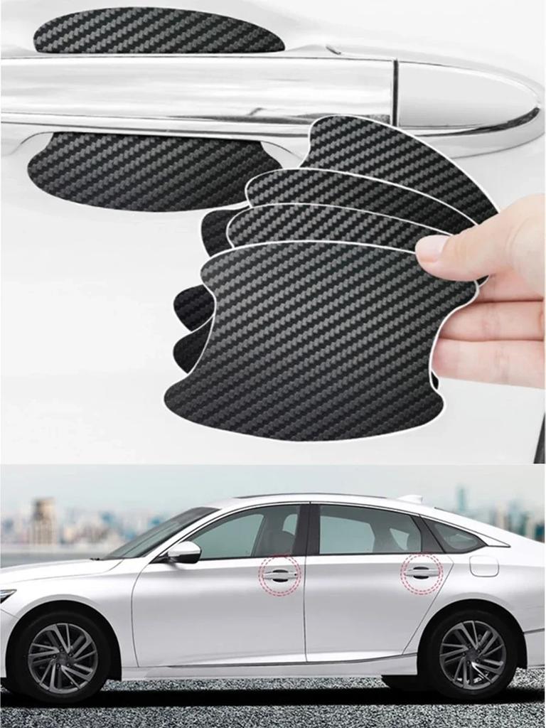 4pcs Car Stickers Door Handle Carbon Fiber Protector Anti Scratch Car Automobiles Handle Protection Car Accessories