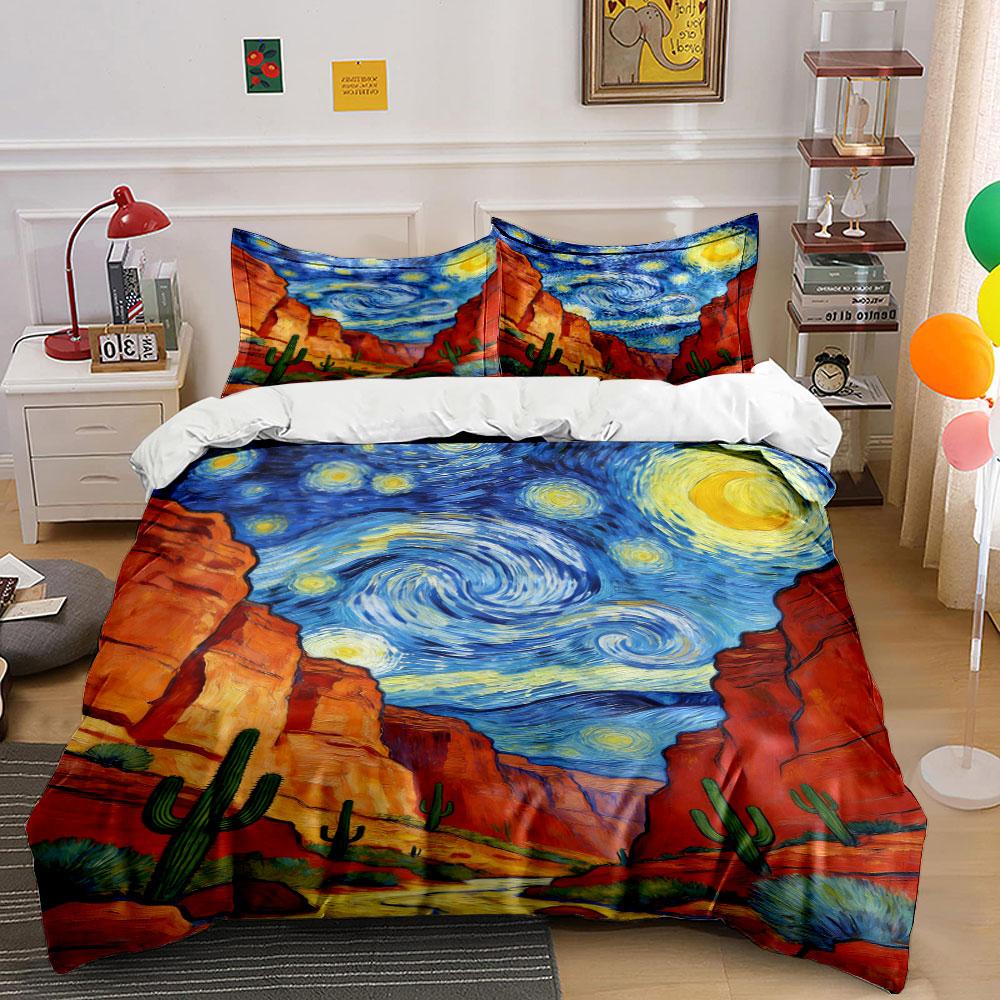 

Swirling sky, canyons, cacti. Bedding sets Duvet cover sets Duvet covers Pillowcases(1 * Duvet Cover 2 * Pillowcases, without duvet insert) 135x200cm
