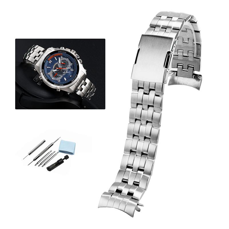 Casio EDIFICE Serisi EQW-M710 Erkek Hassas Paslanmaz Çelik Saat Zinciri Kavisli Uç Ağız Metal Saat Bileziği Kayışı 22mm