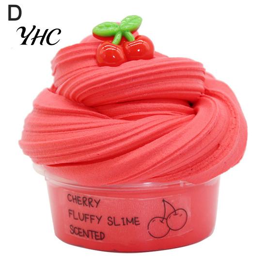 Soft 60ml Butter Slime Non-sticky with Charm Super Stress Relief Fruit Cherry Toy for Children Tear Resistant