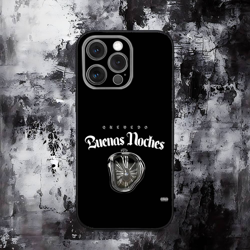 Buenas Noches Quevedo Phone Case For iPhone 16,15,14,13,12,11,Pro,Max,Plus,X,XS,SE,E,Mini,Soft Silicone Black Case