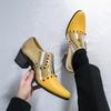 Design Rivet Wedding Dress Shoes for Men Formal Heeled Shoes  Gold Patent Leather Shoes Man Luxury Punk Rock Party Shoes Men