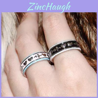 Heart Shaped Enamel Open Ring With Cubic Zirconia For Women And Men