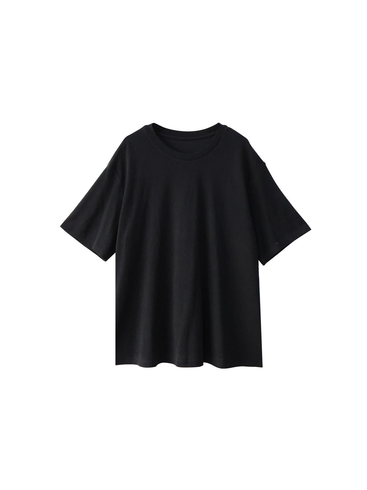 

Plus Size Textured Round Neck Casual T-Shirt - Loose Fit, Short Sleeve, Multiple Colors 3XL (Approx. 85-100 kg) чёрный