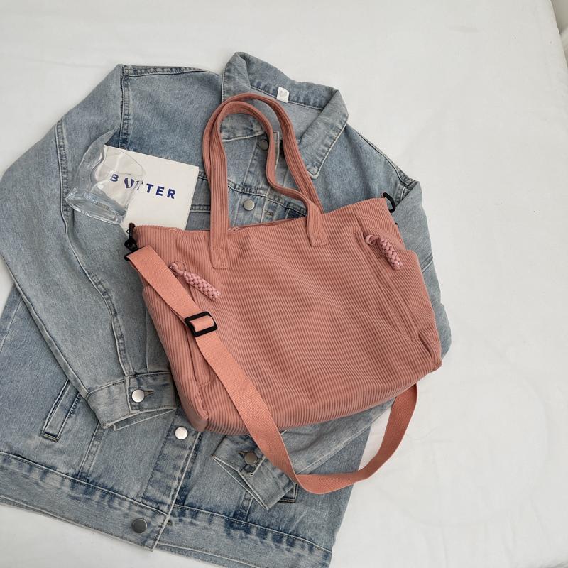 Torba typu tote z kordu, damska, dojazdowa, torba typu crossbody, duża pojemność, torba na ramię dla studentki