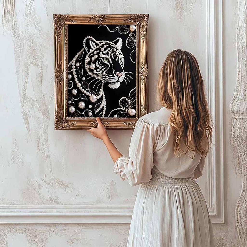 DIY Sady Diamond Art Bílý tygr Bez rámu 35x45cm Sady Diamond Painting Gem Art pro Dospělé/Začátečníky Nápad na dárek Dekorace na stěnu do domácnosti