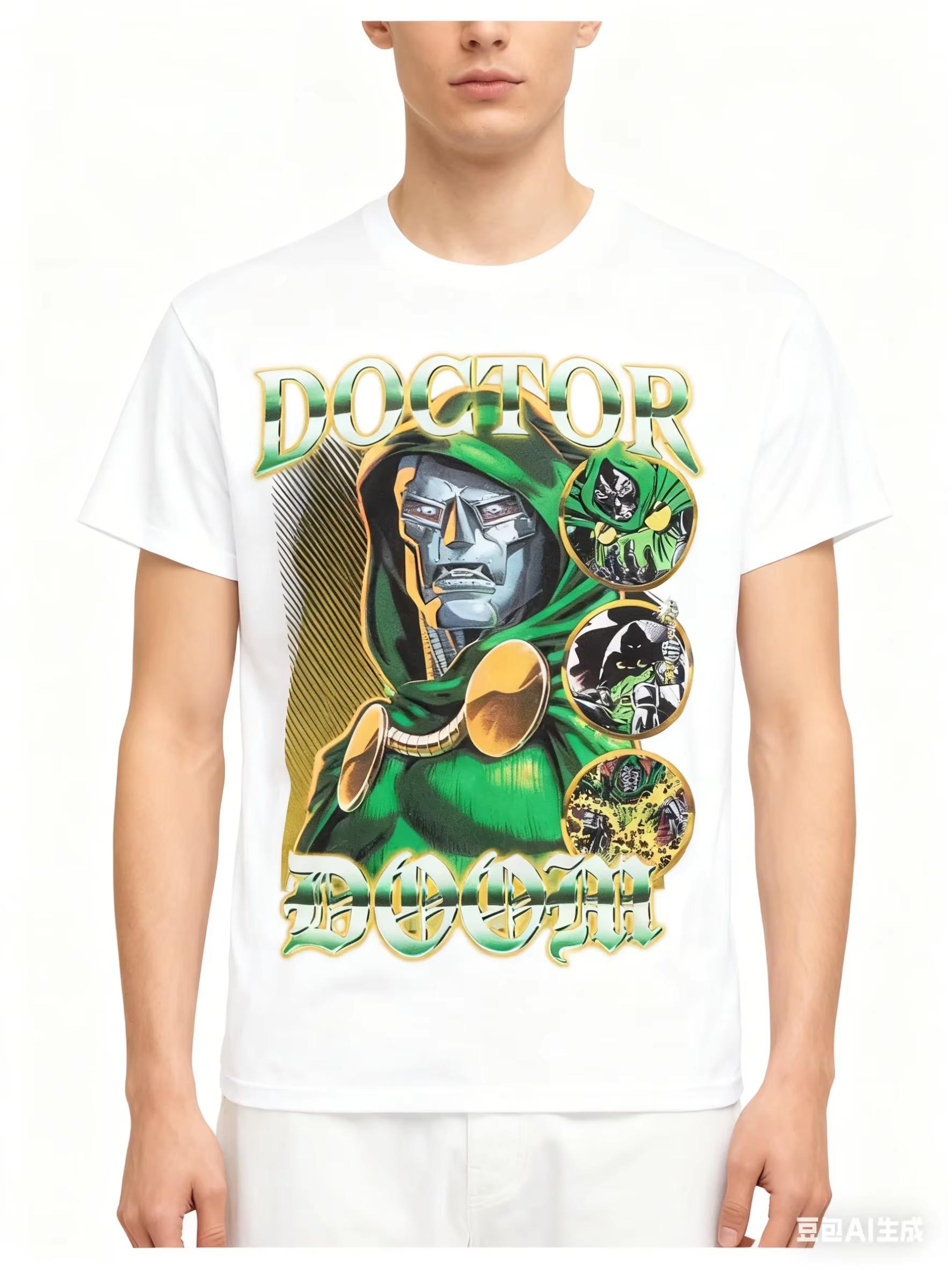 

Marvel Authentic 2026 New Edition Marvel Fantastic Four Doctor Doom Comic Print Fashion ShortSleeved LooseTee Shirt S