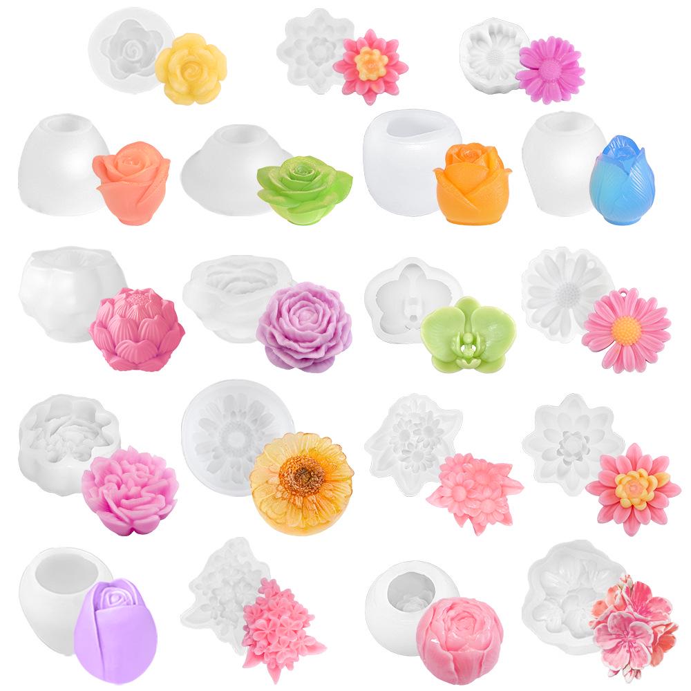 3D Floral Silicone Mold: 19 Flower Shapes for Fondant, Cake, and Candle DIY