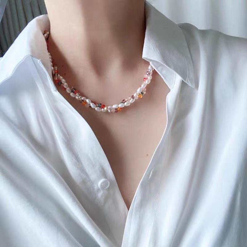 Dopamine Girl: Sweet & Versatile Beaded Necklace - Trendy, Luxurious Clavicle Chain for Women