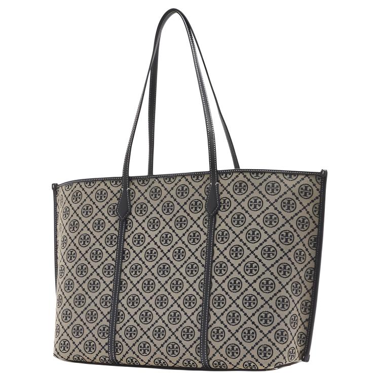 Tory Burch Perry T Monogram Classic T Letter Tote Bag Women Tote Blue 174279405