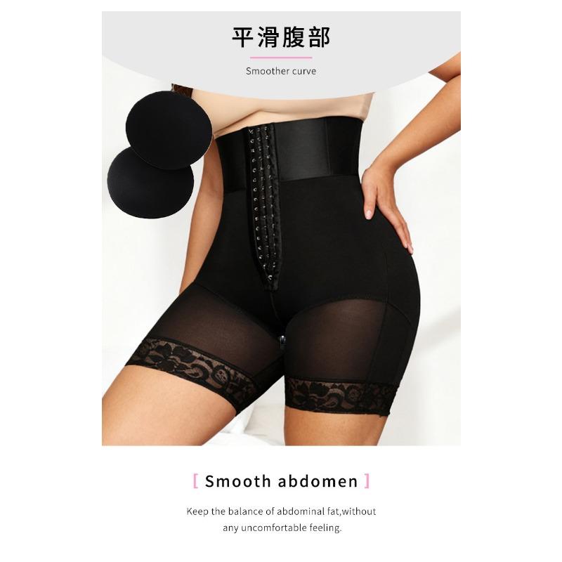 Women High Waist Tummy Control Butt Lifting Shapewear Pants With 3 Rows Buckle Zipper Crotch