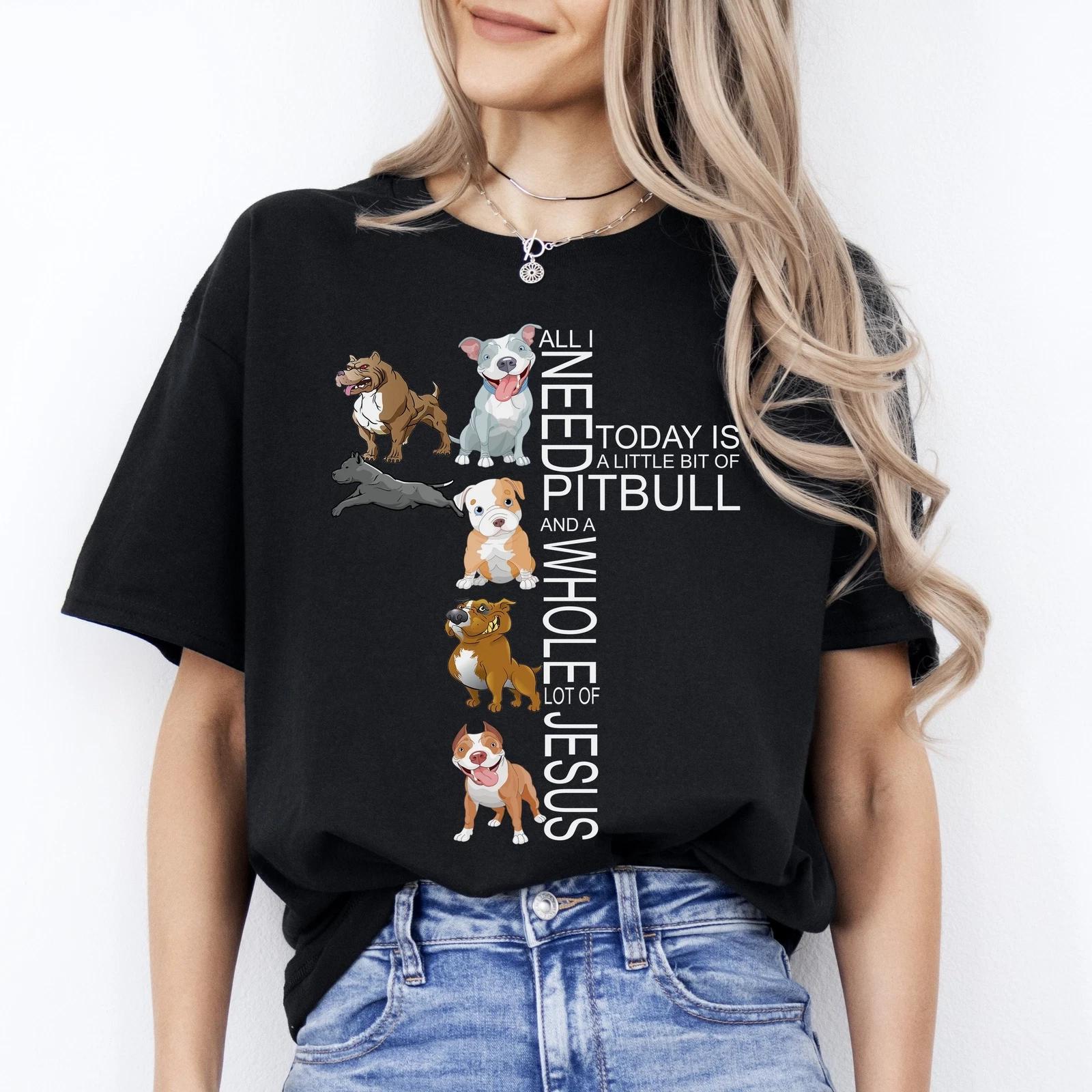 Jesus and Pitbull T-Shirt gift Christian Cross Pitbull Dog mom Unisex tee Black 3XL