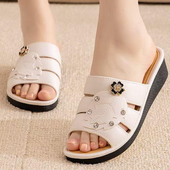Spring fashion casual women's drag home non-slip versatile women's slope high-heeled slippers