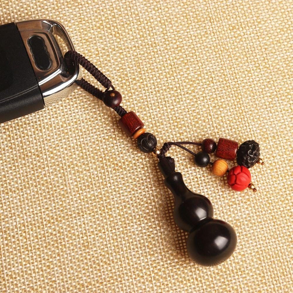 Retro Sandalwood Gourd Keychain Polished Rosewood Car Keychain Mobile Phone Pendant Couples