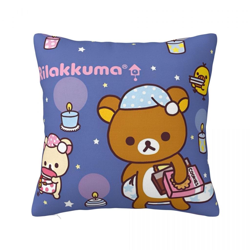 Cartoon Rilakkuma Pillowcases Merch Soft Cushion Cover Decor Pillow Case Cover Home Multi Size