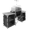 Camping Kitchen Table, Folding Outdoor Cooking Table with Storage Carrying Bag, Aluminum Cook Station 3 Cupboard & Detachable Windscreen, Quick Set-up
