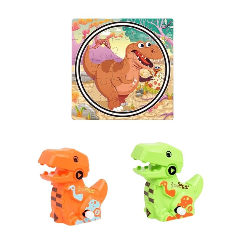 

Children Dinosaur Theme Puzzle Track Set with Windup Car Creative Play for Kids Playset Educational Puzzle Toy