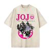Washed Vintage Anime Jojo Bizarre Adventure Tshirt Retro Manga Giorno Giovanna T Shirts Men Casual Cartoon Oversized Tshirts