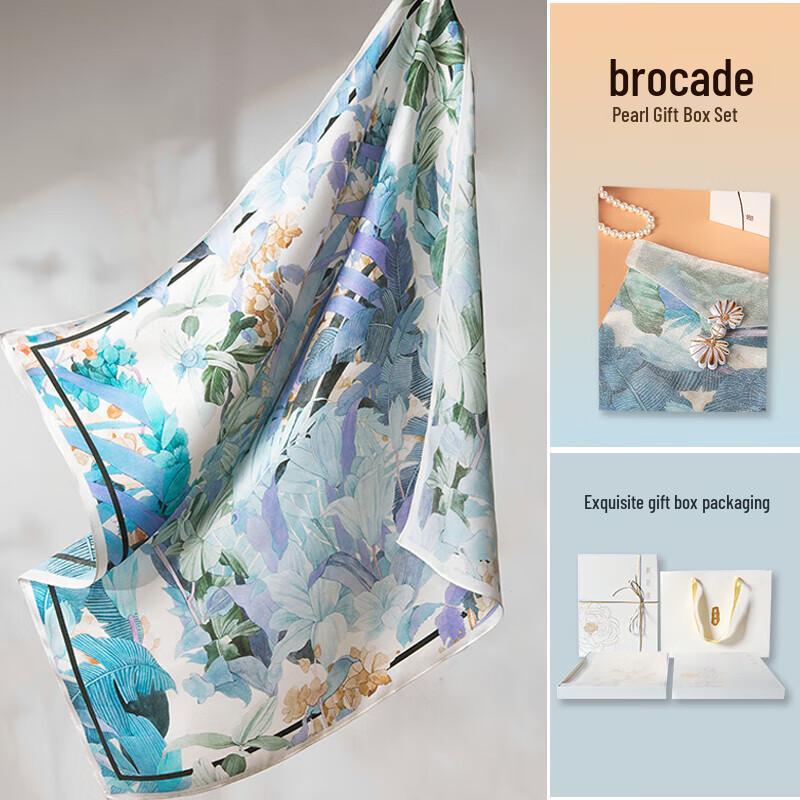 Zestaw Szal Jedwabny Zhi Jin Lou i Naszyjnik z Pereł