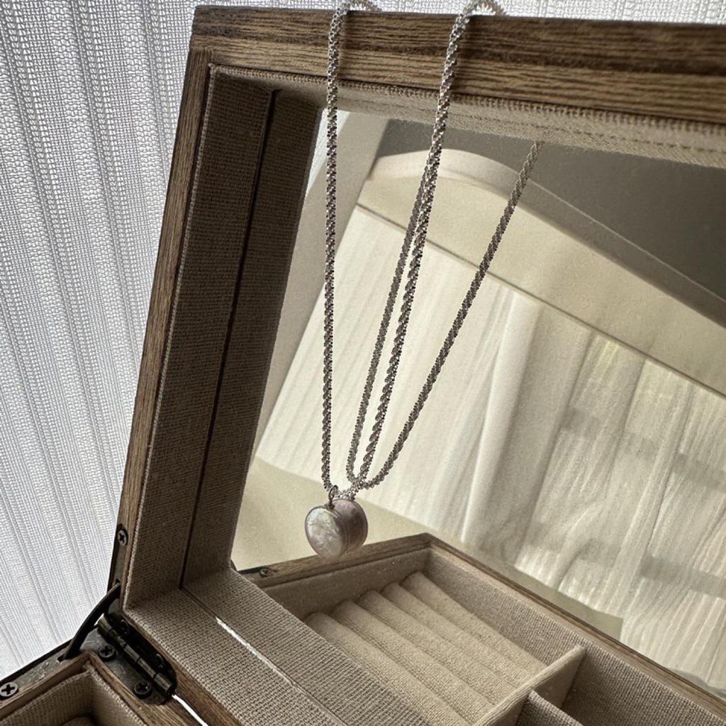 S925 Sterling Silver Baroque Pearl Pendant Necklace with Clavicle Chain