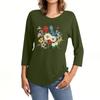 Women's Fashion Casual Seven-Point Sleeve Print Round Neck Top