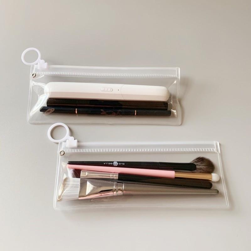 1pc Clear EVA Makeup Brush Pouch | Multi-functional Cosmetic Zipper Bag, Transparent Beauty Tool Organizer for Brushes, Eyelash & Eyebrow Pencils