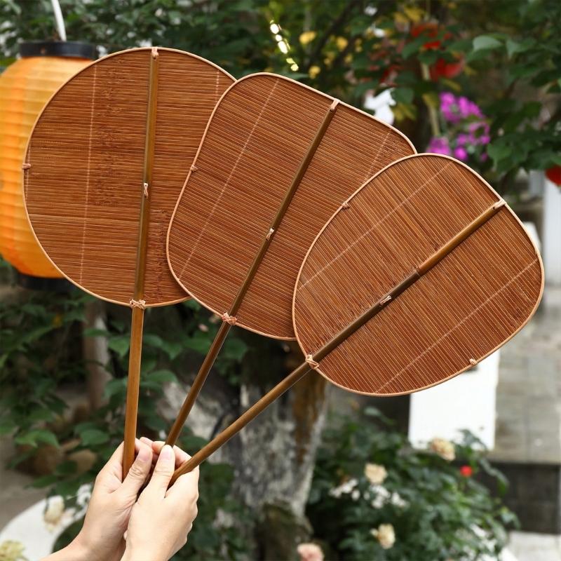 Hand Woven Handheld Fan Chinese Styles Bamboos Fan Waist Fan for Party Wedding Dance Performances Home Decorations