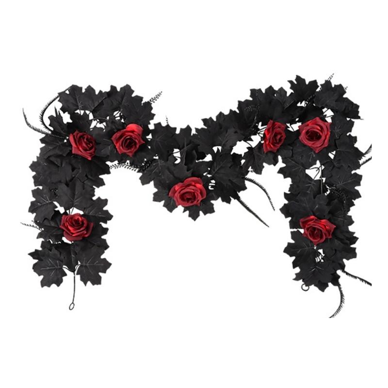 Flexible Artificial Maples Leaf Garlands Indoor Outdoors Halloween Theme Decors Easy Setups Sustainable Plastic Materials