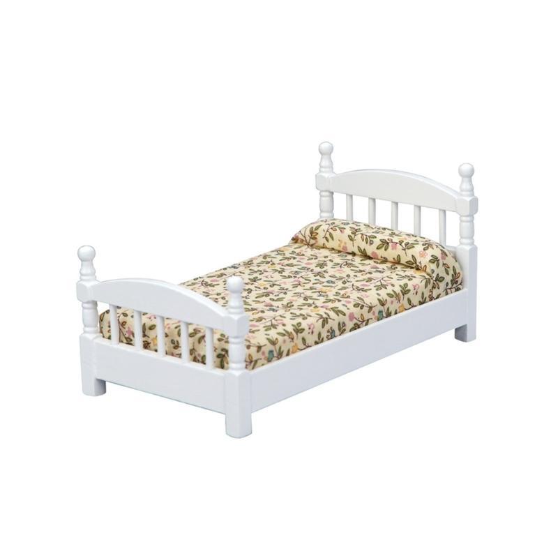 

Country Patterned Solid Single Bed For 1:12 Scale Tiny Bedroom Furniture And Model Displays