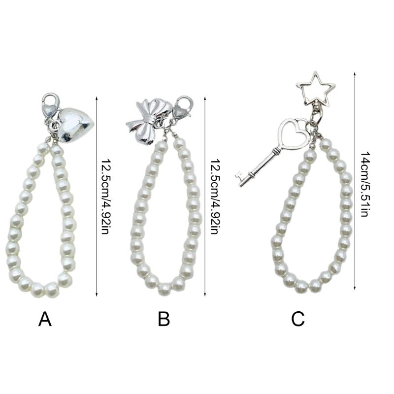 Delicate Hangings Pendant Decoration Fashionable Keychain Pendant Pearls Rings Phone Accessory Chic Purse Hangings