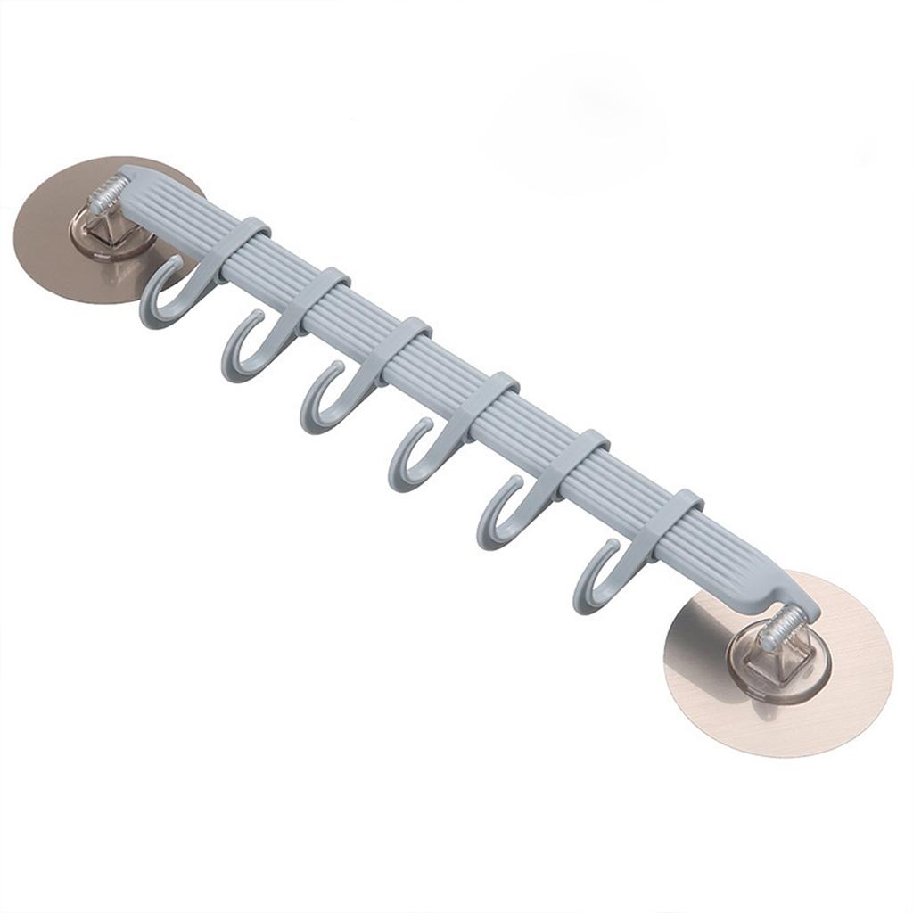 1Pc Multi-Purpose 6 Hooks Blue/White Suction Cup Type Hook 6 Rows Kitchen Bathroom Corner Suspension Without Marks Hanger Hook
