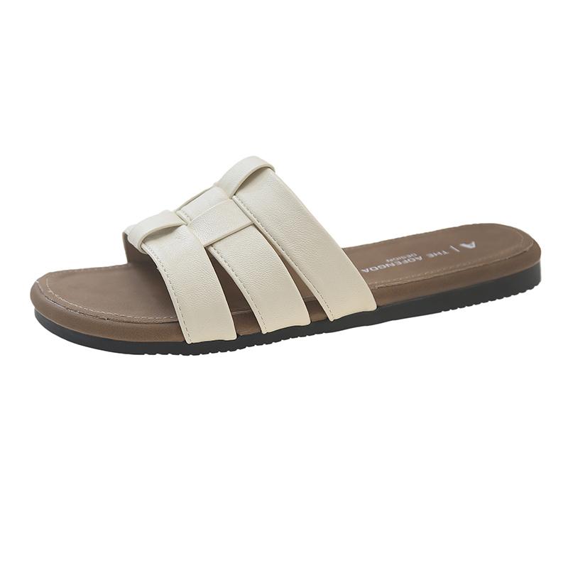 Fashion Summer New Flat Shoes Women's Fashion Round Head Preparation Open Toe Soft Sole Anti-slip Wear-resistant Slippers